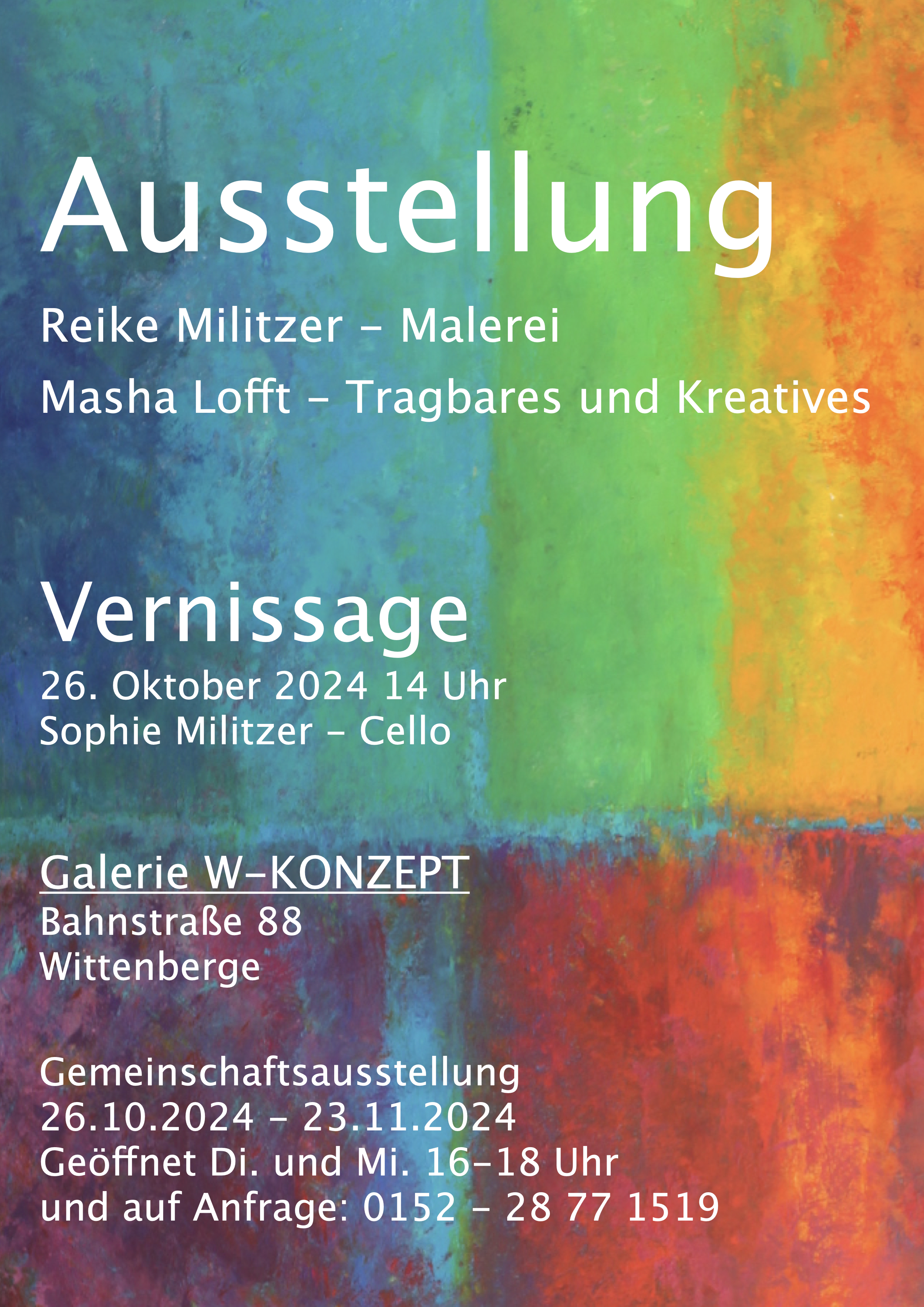 Gemeinschaftsausstellung in der Galerie W-Konzept, Am Stern Wittenberge, 23.10.2024-23.11.2024